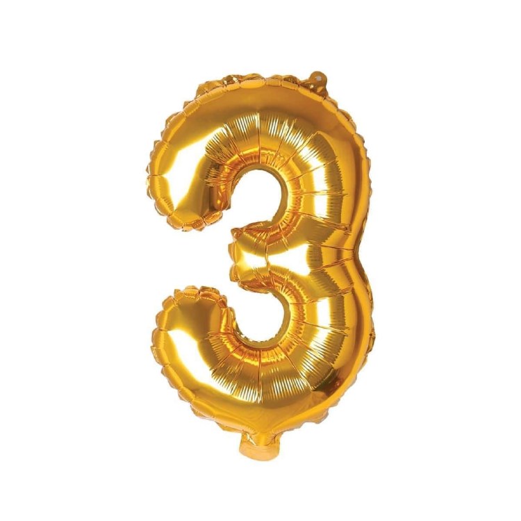 Mini 16" Air-Fill Only Number Mylar Balloon • Gold 3