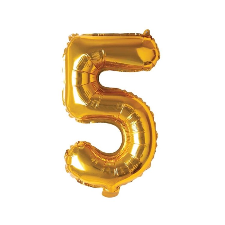Mini 16" Air-Fill Only Number Mylar Balloon • Gold 5