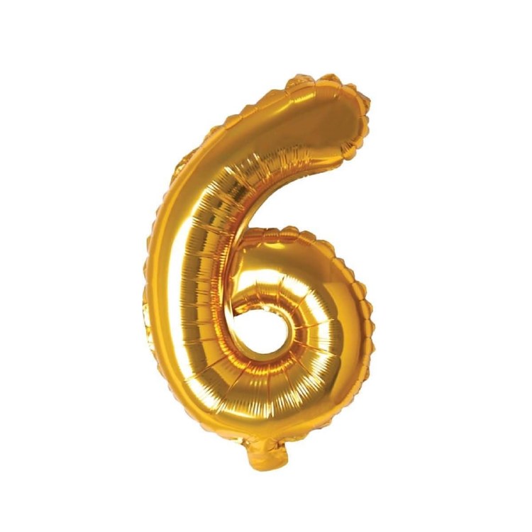 Mini 16" Air-Fill Only Number Mylar Balloon • Gold 6