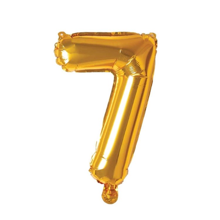 Mini 16" Air-Fill Only Number Mylar Balloon • Gold 7