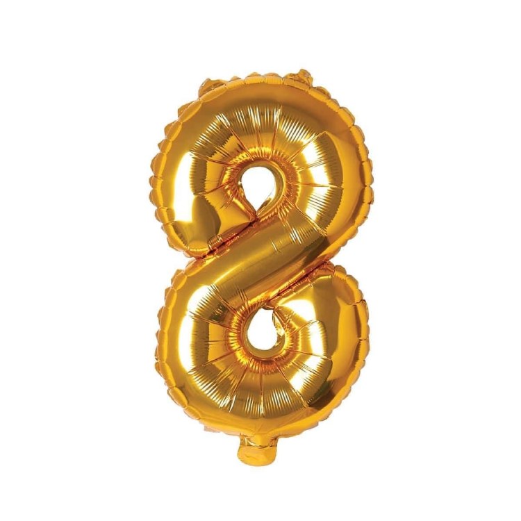 Mini 16" Air-Fill Only Number Mylar Balloon • Gold 8