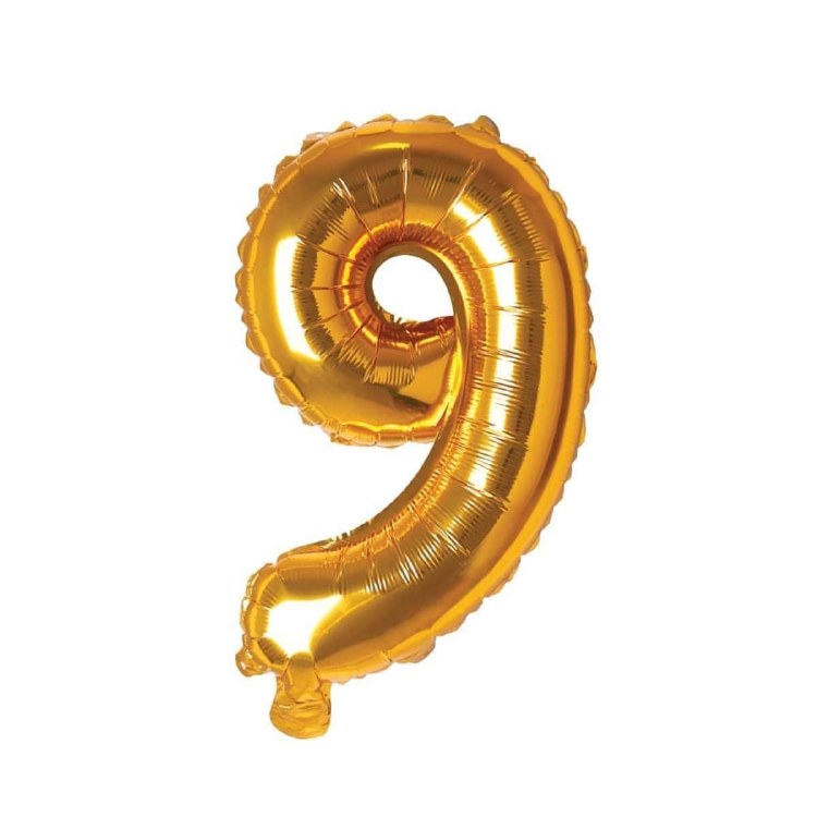 Mini 16" Air-Fill Only Number Mylar Balloon • Gold 9