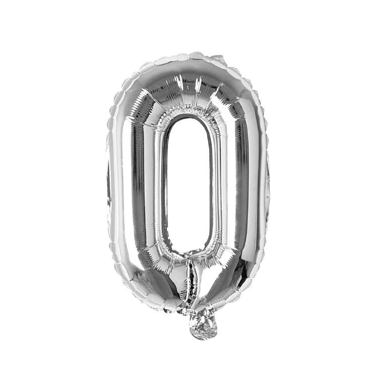 Mini 16" Air-Fill Only Number Mylar Balloon • Silver 0