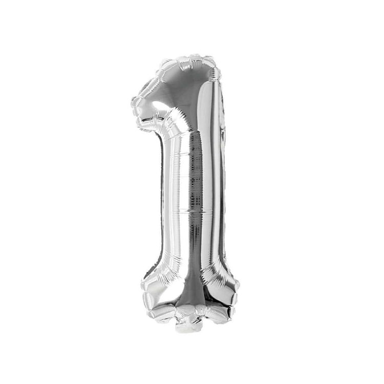 Mini 16" Air-Fill Only Number Mylar Balloon • Silver 1