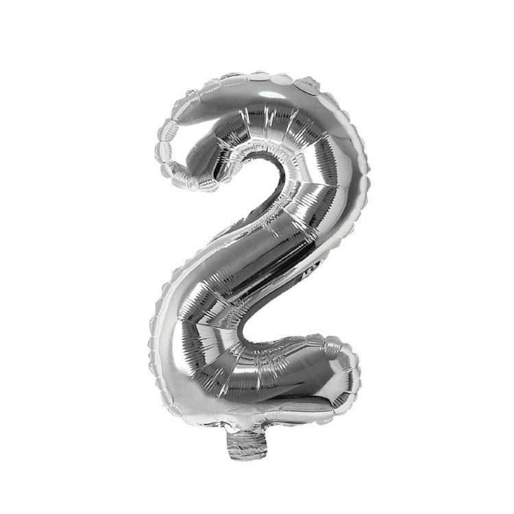 Mini 16" Air-Fill Only Number Mylar Balloon • Silver 2