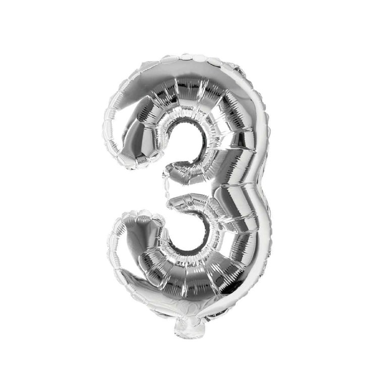 Mini 16" Air-Fill Only Number Mylar Balloon • Silver 3