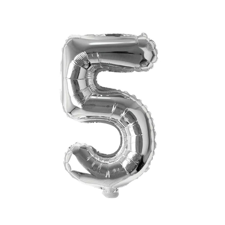 Mini 16" Air-Fill Only Number Mylar Balloon • Silver 5