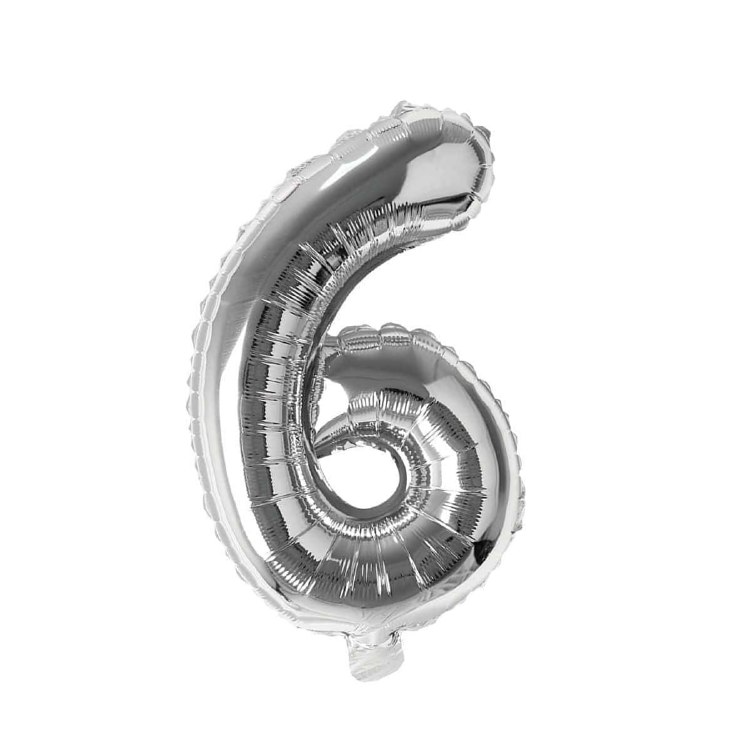 Mini 16" Air-Fill Only Number Mylar Balloon • Silver 6