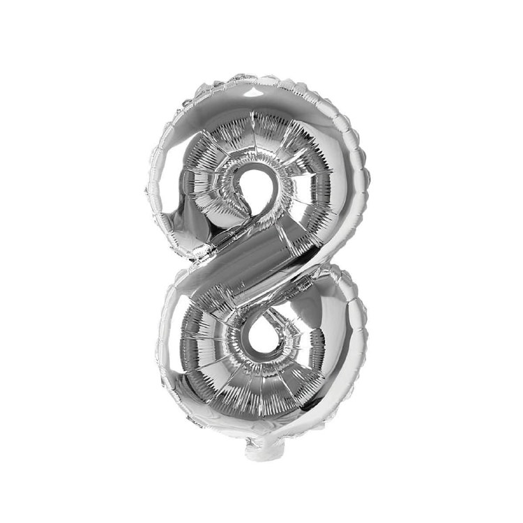 Mini 16" Air-Fill Only Number Mylar Balloon • Silver 8