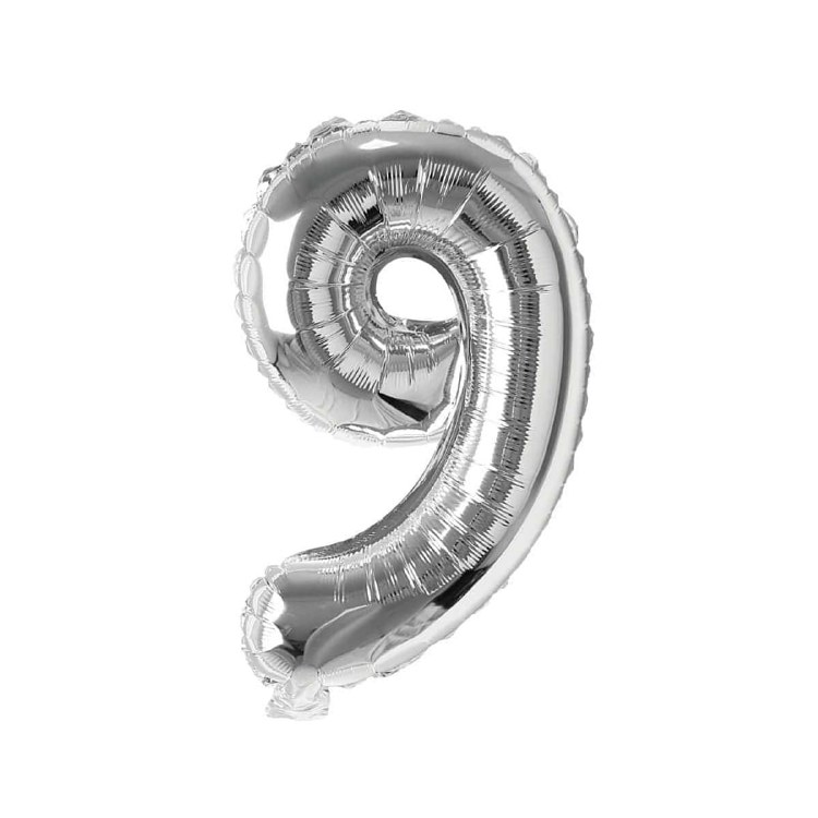 Mini 16" Air-Fill Only Number Mylar Balloon • Silver 9