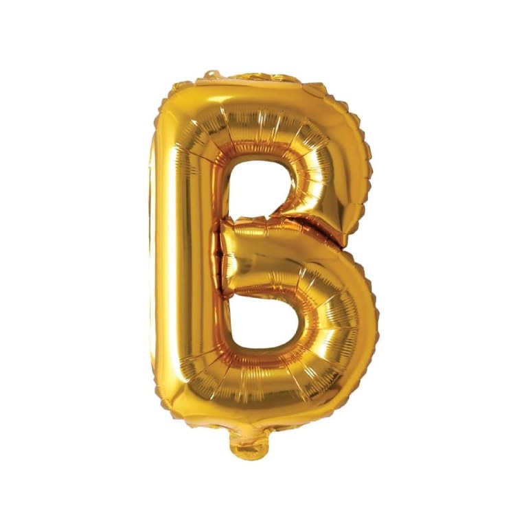 Mini 16" Air-Fill Only Letter Mylar Balloon • Gold B