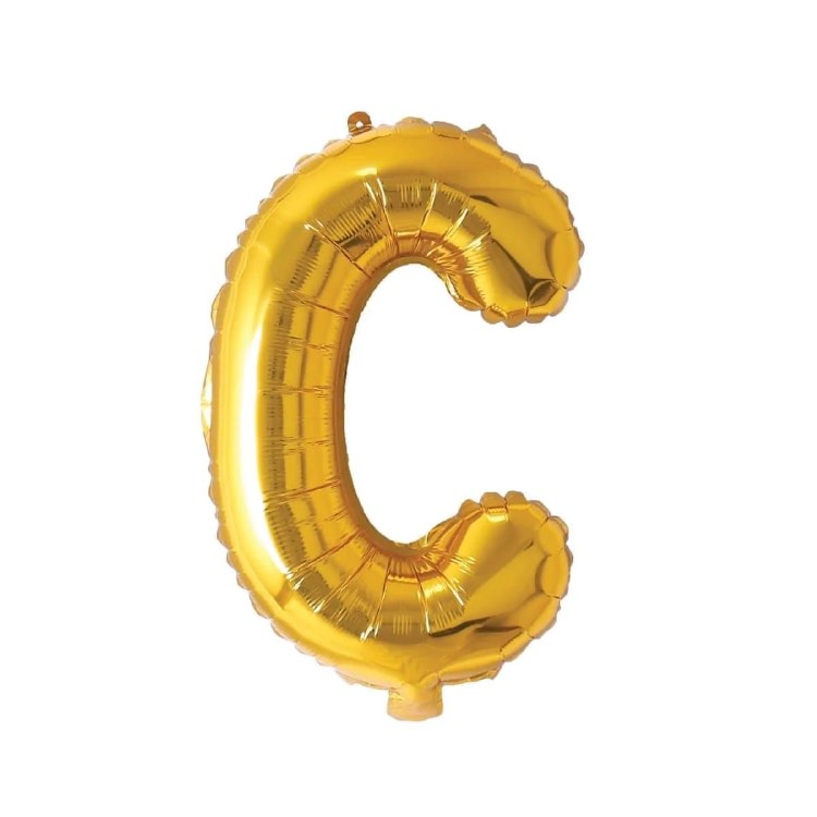 Mini 16" Air-Fill Only Letter Mylar Balloon • Gold C