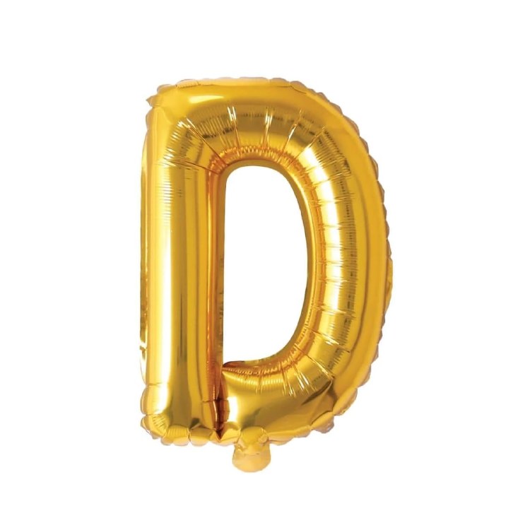 Mini 16" Air-Fill Only Letter Mylar Balloon • Gold D