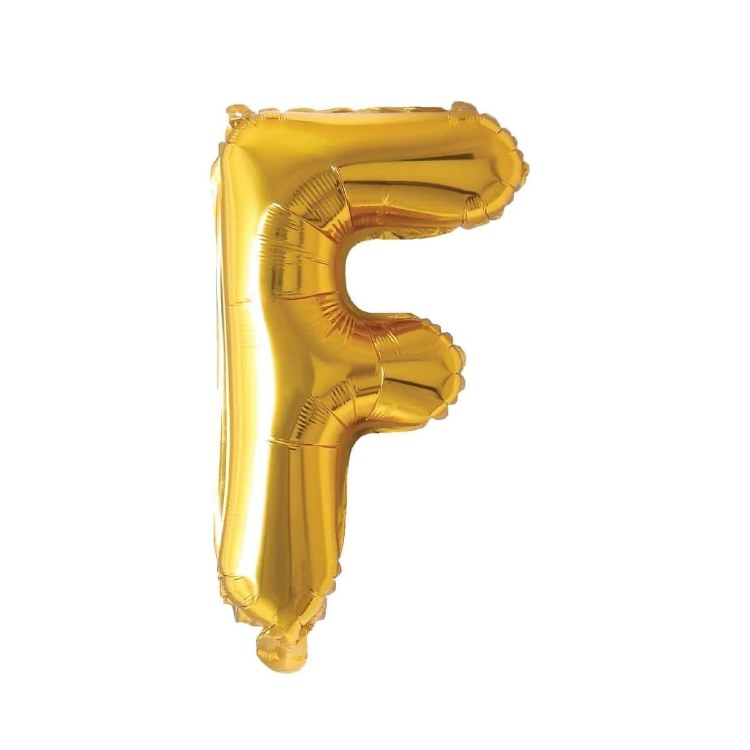 Mini 16" Air-Fill Only Letter Mylar Balloon • Gold F