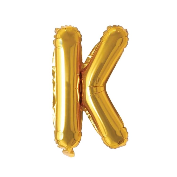 Mini 16" Air-Fill Only Letter Mylar Balloon • Gold K