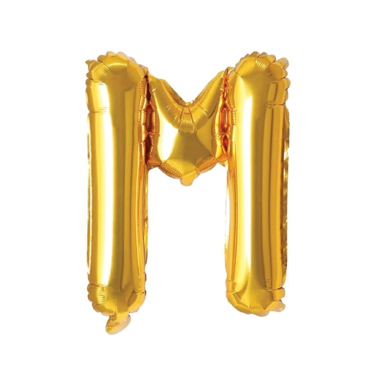 Mini 16" Air-Fill Only Letter Mylar Balloon • Gold M