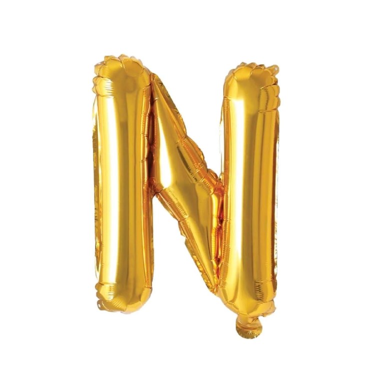 Mini 16" Air-Fill Only Letter Mylar Balloon • Gold N