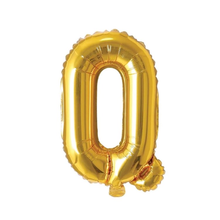 Mini 16" Air-Fill Only Letter Mylar Balloon • Gold Q