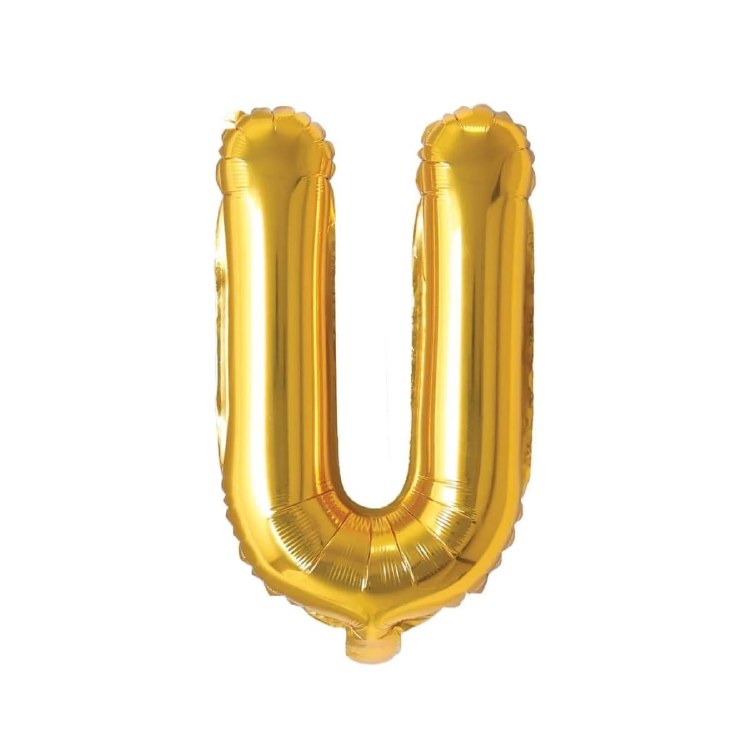 Mini 16" Air-Fill Only Letter Mylar Balloon • Gold U