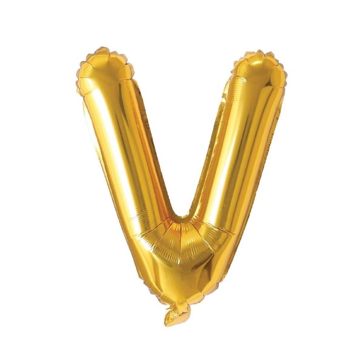 Mini 16" Air-Fill Only Letter Mylar Balloon • Gold V