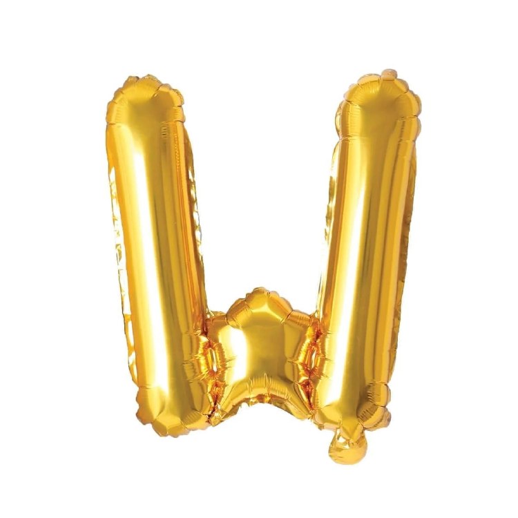 Mini 16" Air-Fill Only Letter Mylar Balloon • Gold W
