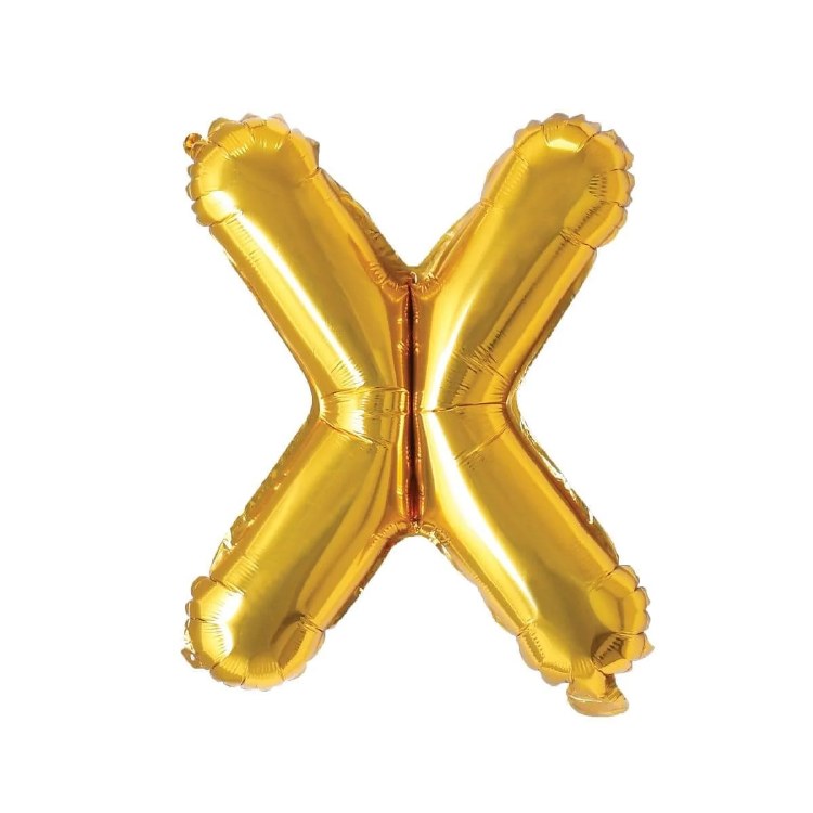 Mini 16" Air-Fill Only Letter Mylar Balloon • Gold X