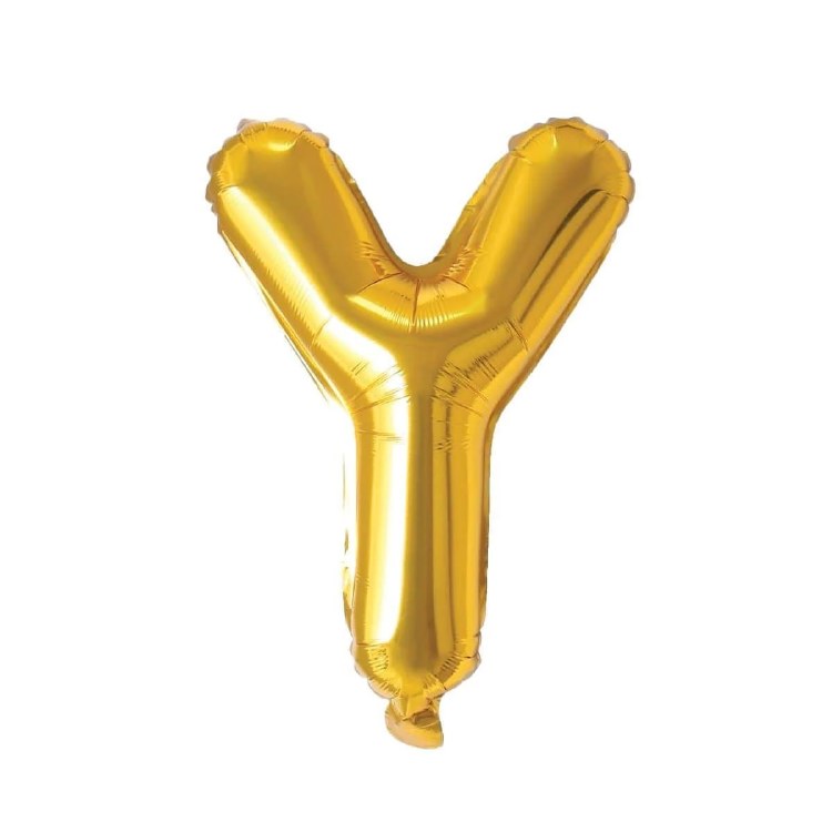 Mini 16" Air-Fill Only Letter Mylar Balloon • Gold Y