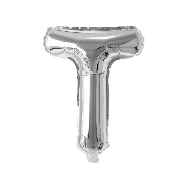 Mini 16" Air-Fill Only Letter Mylar Balloon • Silver T