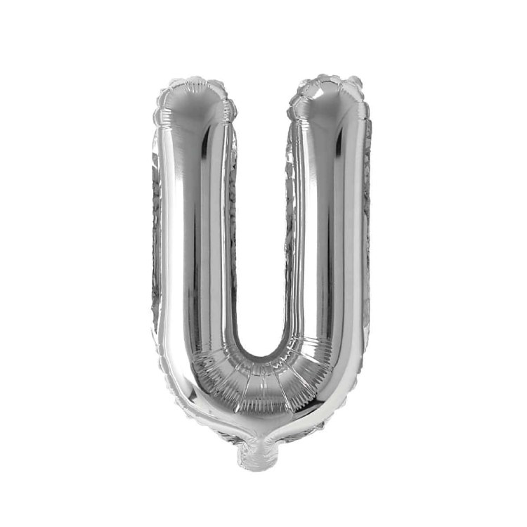 Mini 16" Air-Fill Only Letter Mylar Balloon • Silver U