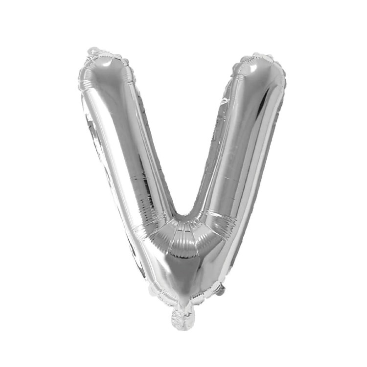 Mini 16" Air-Fill Only Letter Mylar Balloon • Silver V