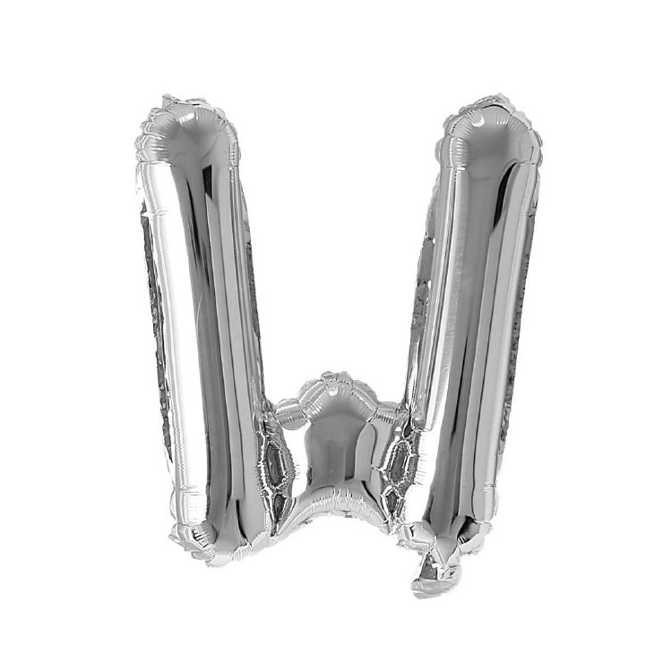 Mini 16" Air-Fill Only Letter Mylar Balloon • Silver W