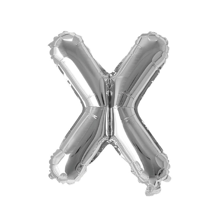 Mini 16" Air-Fill Only Letter Mylar Balloon • Silver X