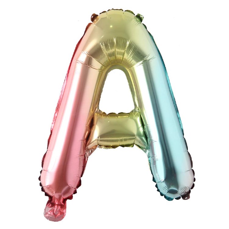 Mini 16" Air-Fill Only Letter Mylar Balloon • Pastel Rainbow A