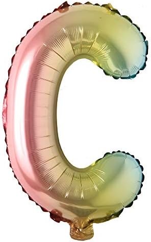 Mini 16" Air-Fill Only Letter Mylar Balloon • Pastel Rainbow C