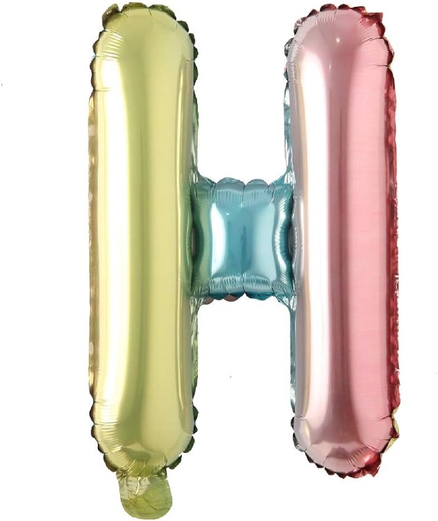 Mini 16" Air-Fill Only Letter Mylar Balloon • Pastel Rainbow H