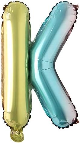 Mini 16" Air-Fill Only Letter Mylar Balloon • Pastel Rainbow K