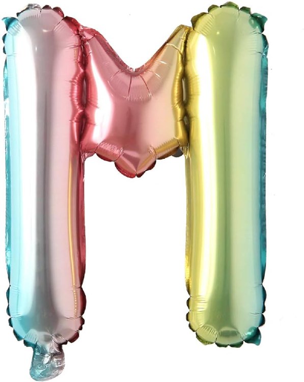 Mini 16" Air-Fill Only Letter Mylar Balloon • Pastel Rainbow M