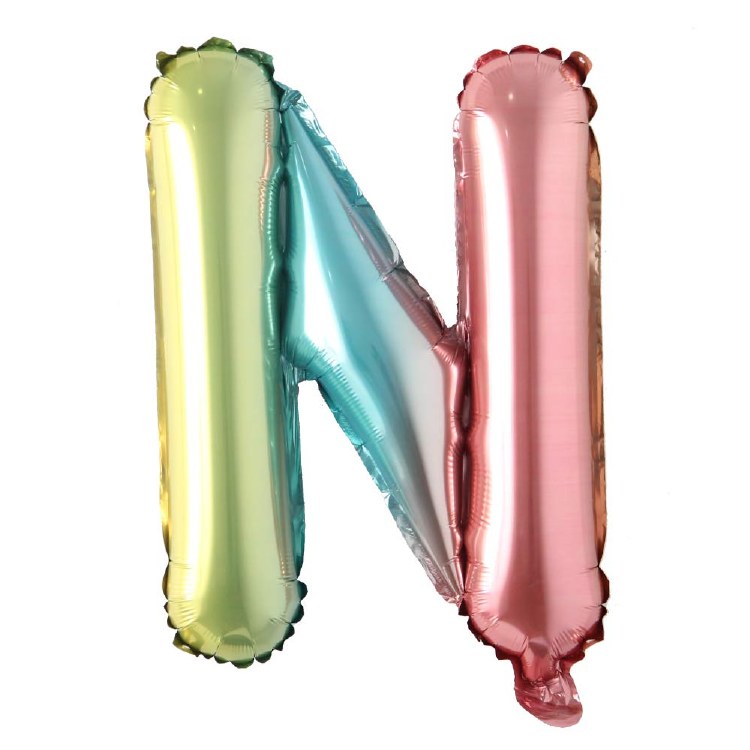 Mini 16" Air-Fill Only Letter Mylar Balloon • Pastel Rainbow N