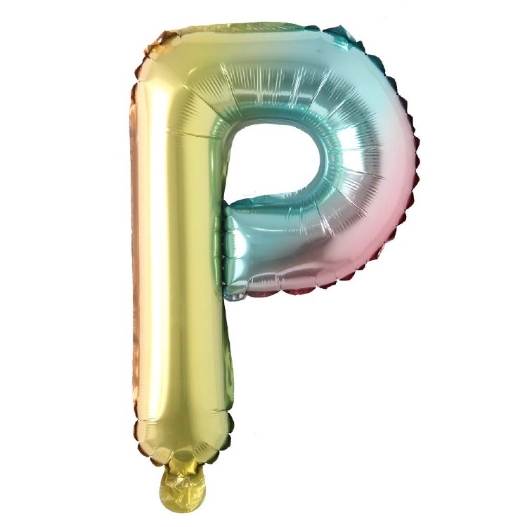 Mini 16" Air-Fill Only Letter Mylar Balloon • Pastel Rainbow P