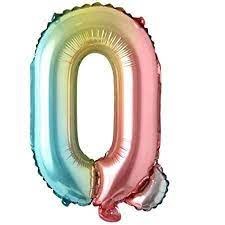 Mini 16" Air-Fill Only Letter Mylar Balloon • Pastel Rainbow Q