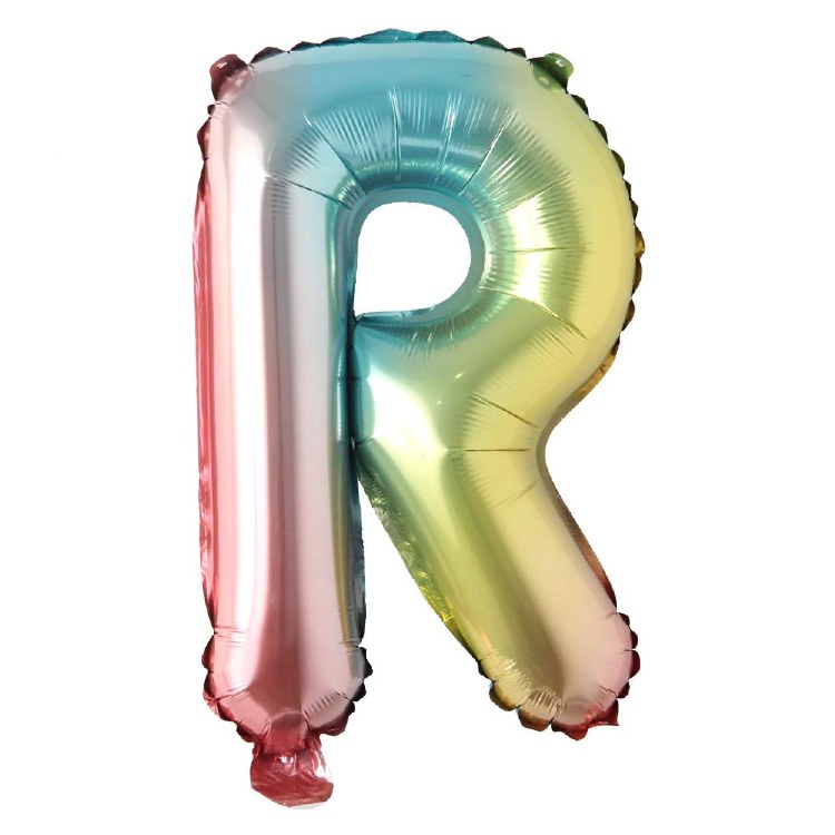 Mini 16" Air-Fill Only Letter Mylar Balloon • Pastel Rainbow R