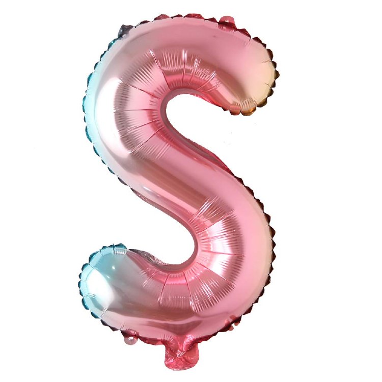 Mini 16" Air-Fill Only Letter Mylar Balloon • Pastel Rainbow S