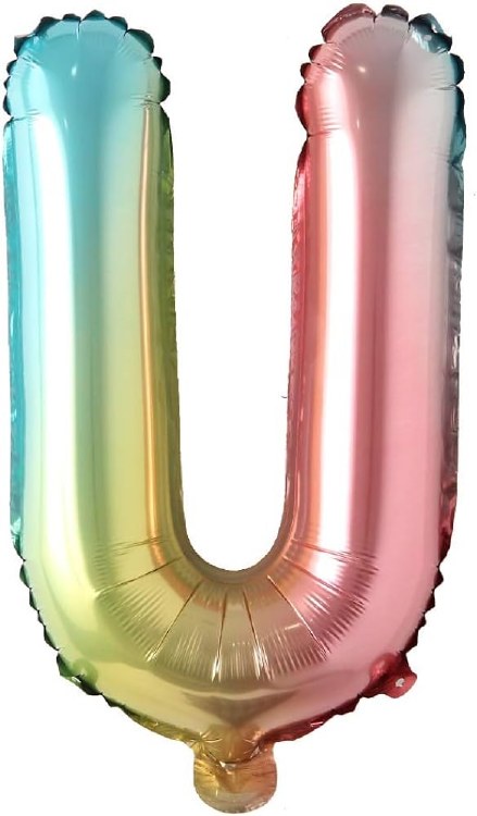 Mini 16" Air-Fill Only Letter Mylar Balloon • Pastel Rainbow U