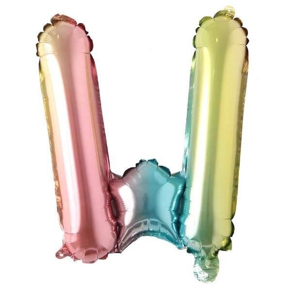 Mini 16" Air-Fill Only Letter Mylar Balloon • Pastel Rainbow W