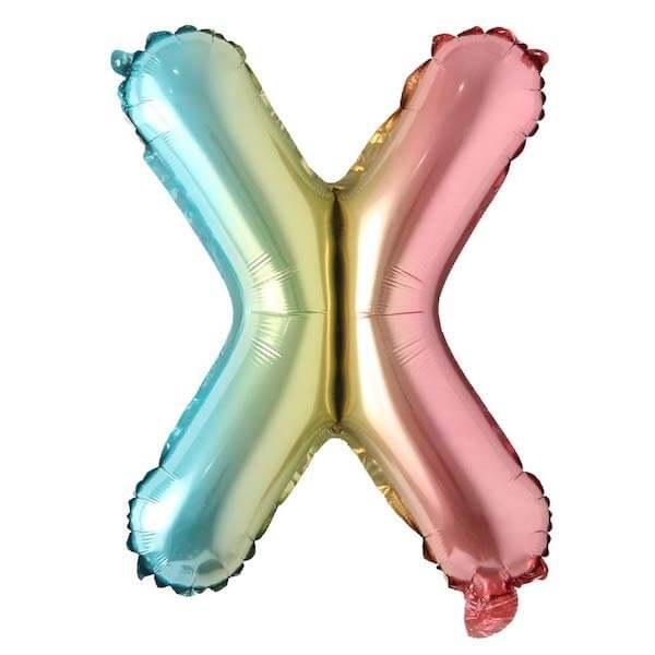 Mini 16" Air-Fill Only Letter Mylar Balloon • Pastel Rainbow X