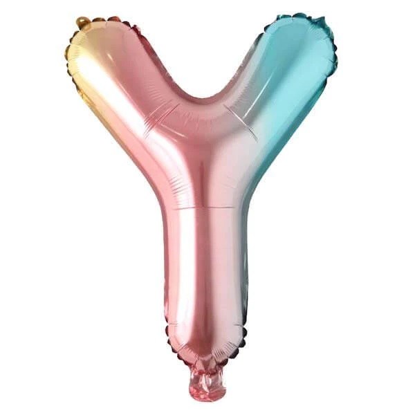 Mini 16" Air-Fill Only Letter Mylar Balloon • Pastel Rainbow Y