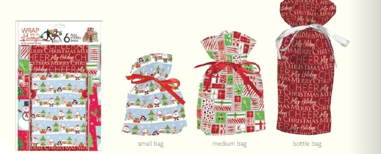 Gift Bags Pullstring Xmas