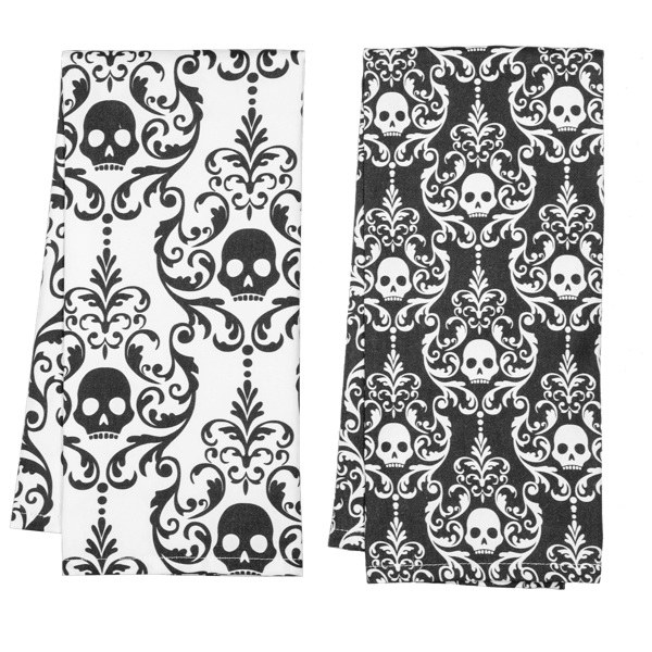 TeaTowel Skull B/W Asst