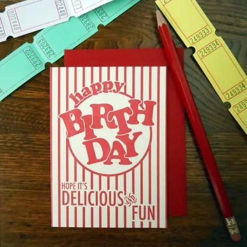 Card Popcorn Birthday