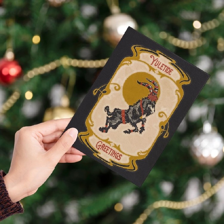 Yuletide Grettings Goat Card • BLANK INSIDE